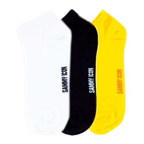 Комплект однотонных носков Sammy Icon Ankle Solid - 3 Pair Set - Yellow/White/Black в Пальметта