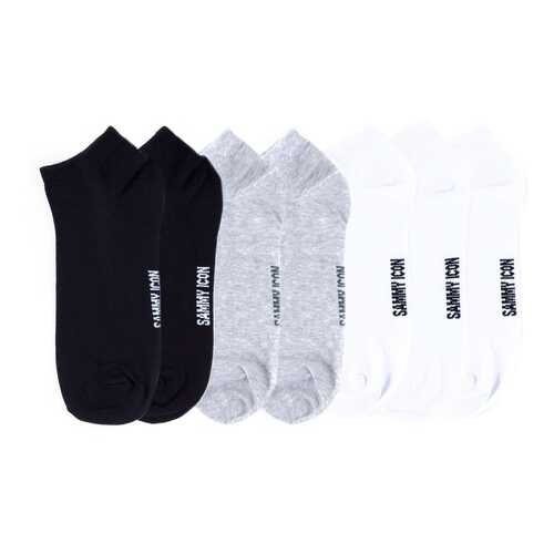 Комплект однотонных носков Sammy Icon Ankle Solid - 7 Pair Set - Black/Grey/White в Пальметта