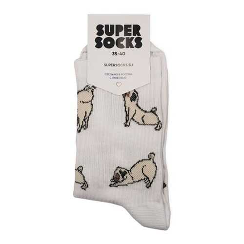 Носки унисекс Super Socks Pugs белые 40-46 в Пальметта